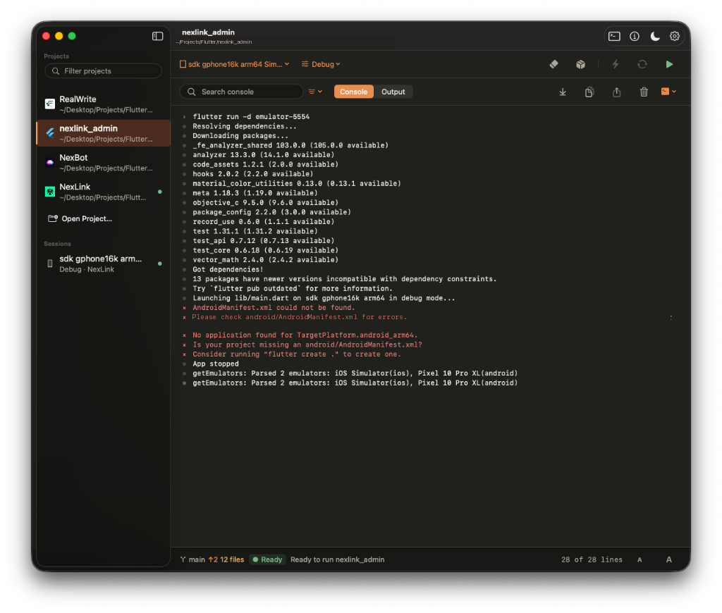 Flunner Live Workspace (Dark)