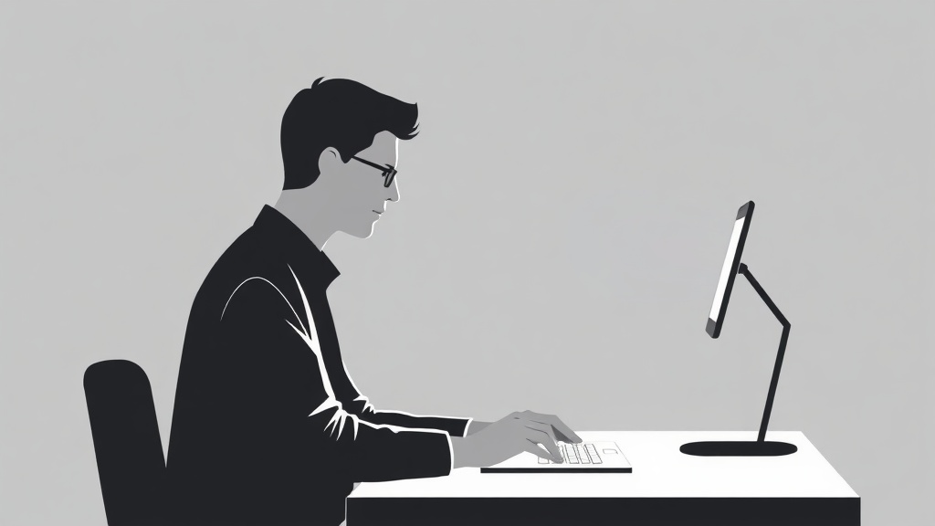 An illustration of a person sitting at a desk with a smartphone causing a 'brain drain' effect.