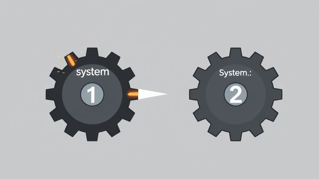 The contrast between System 1 (fast/intuitive) and System 2 (slow/logical) thinking.