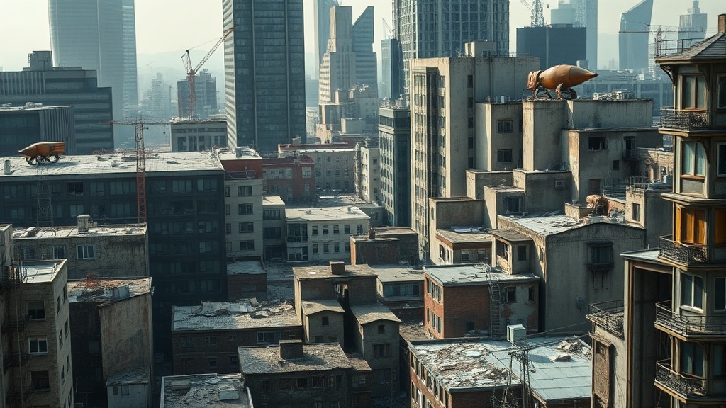 A conceptual visual representing systemic urban decay and social inequality.