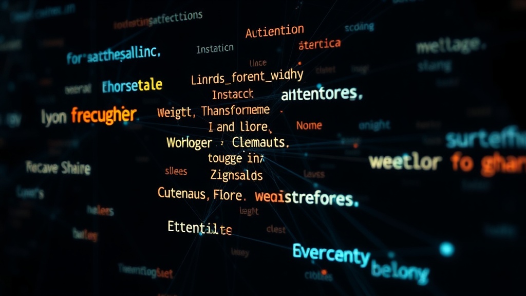 A visualization of the Transformer attention mechanism where weighted lines connect words in a sentence.