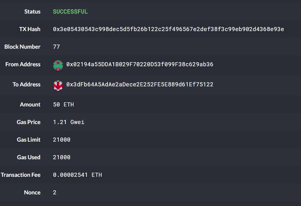 ETH Transaction Output