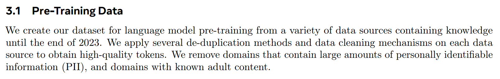 Llama 3 paper's vague data description
