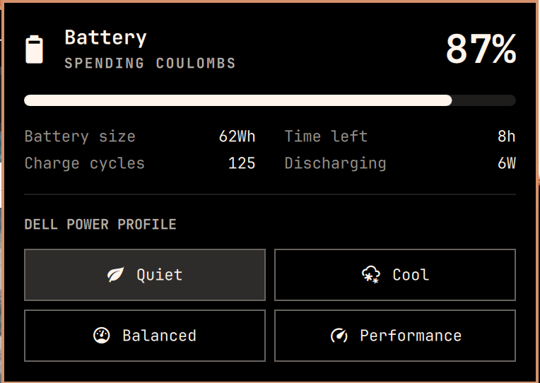 Dell Power Profiles Quattro widget