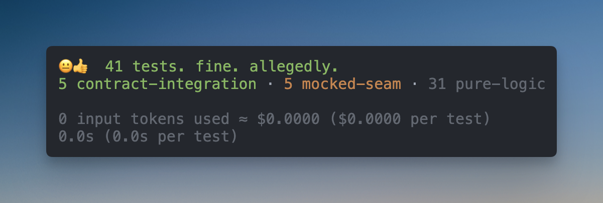 lgtm clean run: 36 tests. fine. allegedly.
