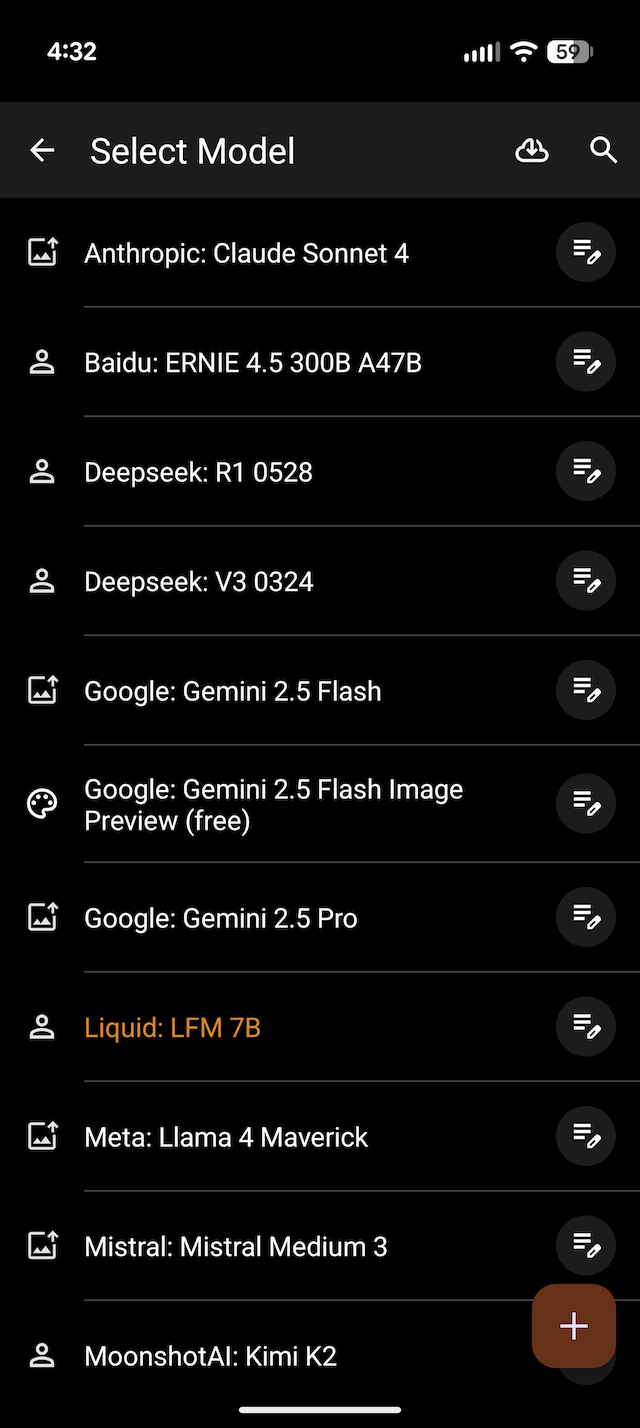 Models Screen