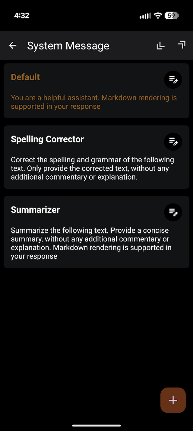 System Messages Screen