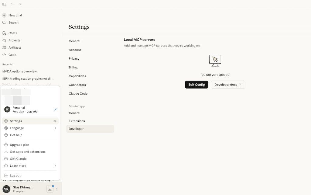 Claude Desktop Settings → Developer