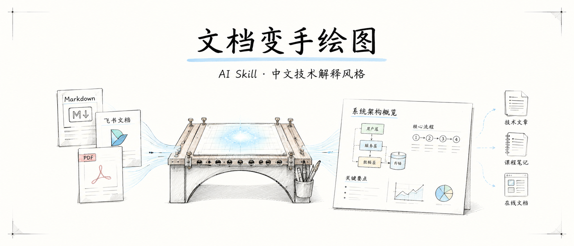 文档变手绘图 — AI Skill · 中文技术解释风格
