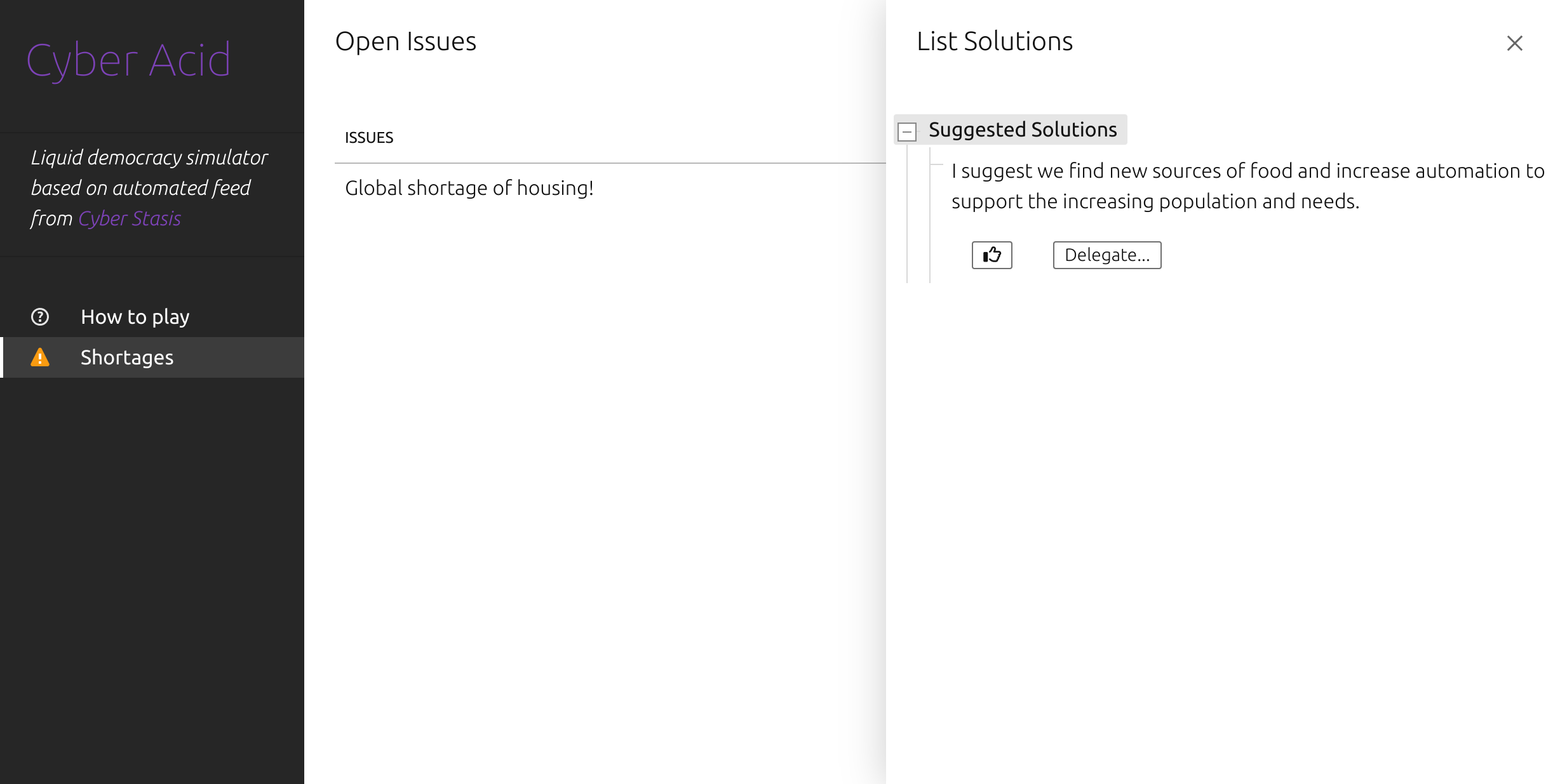 Screenshot of list solutions