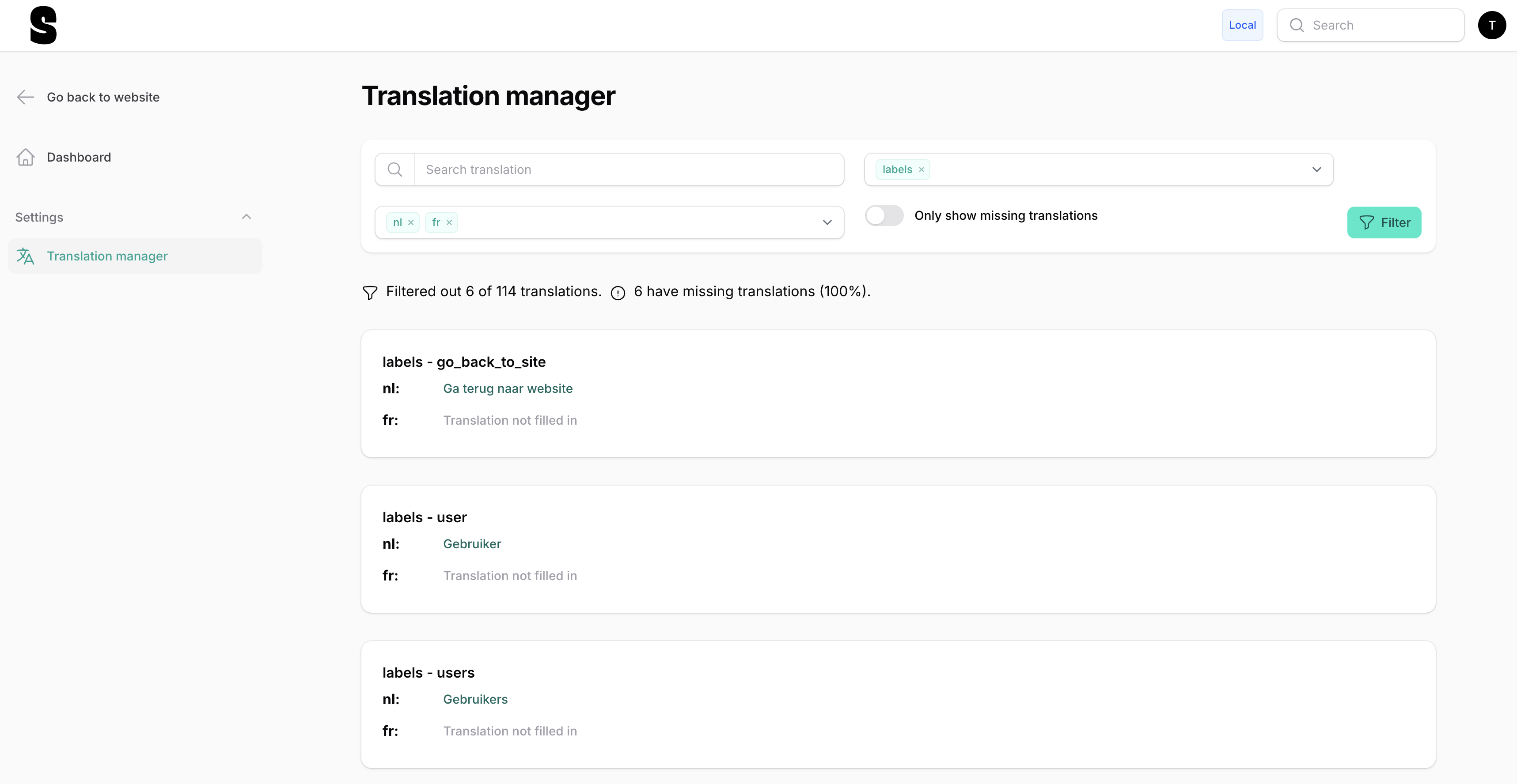 Example of Laravel Filament Chained Translation Manager