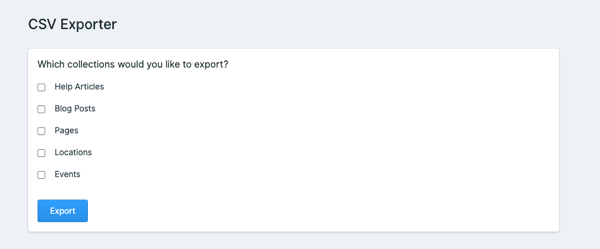 Screenshot of CSV Export Utility