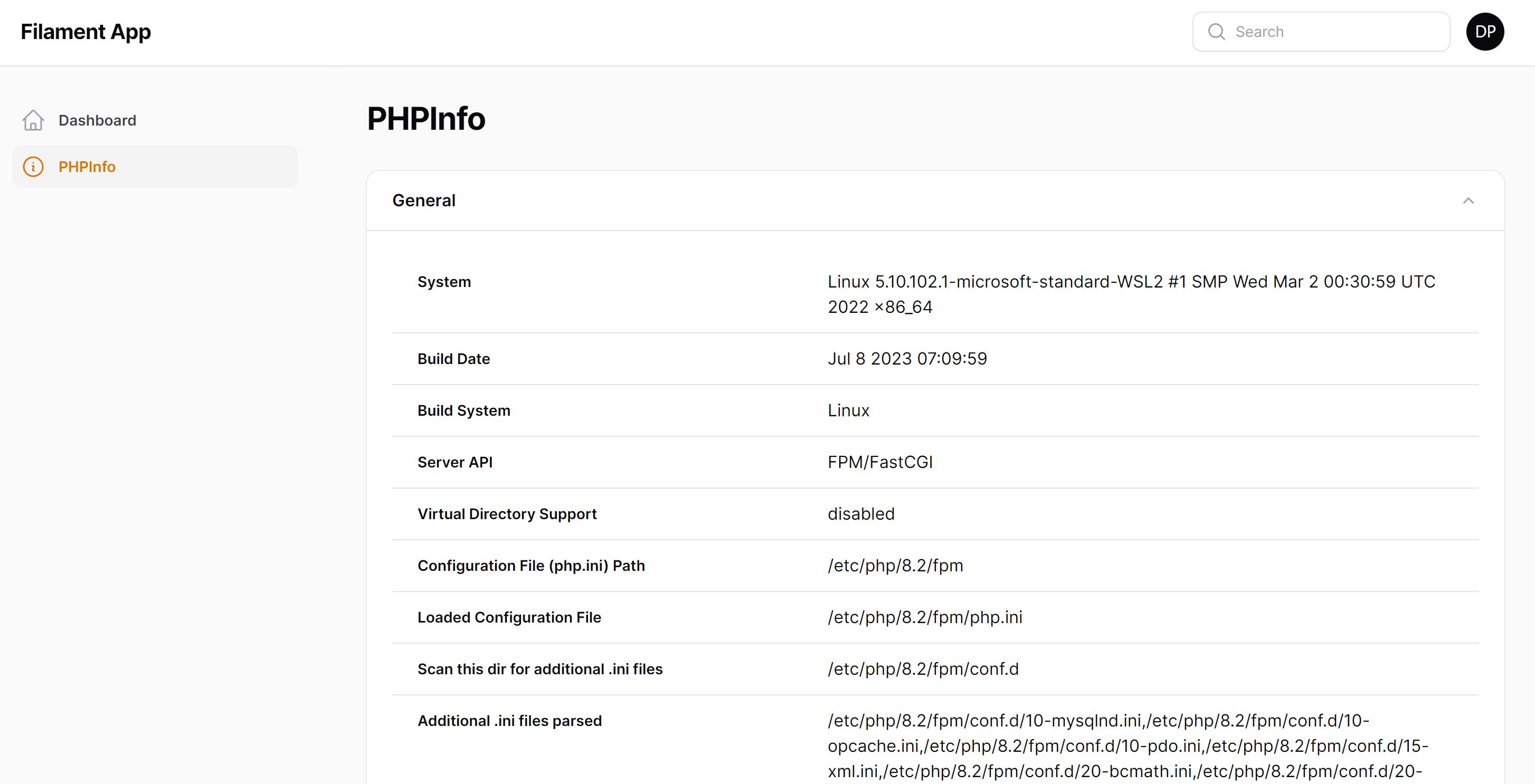 PHPInfo Page