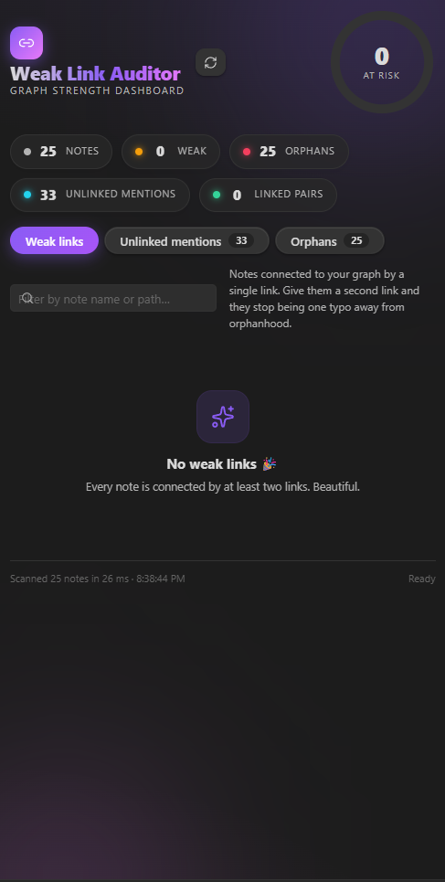 Unlinked mentions tab