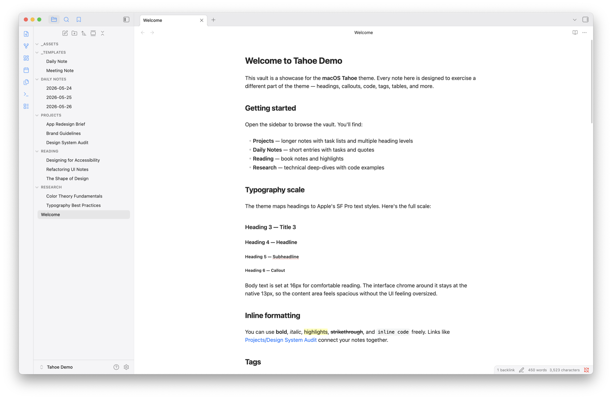 macOS Tahoe theme — light mode