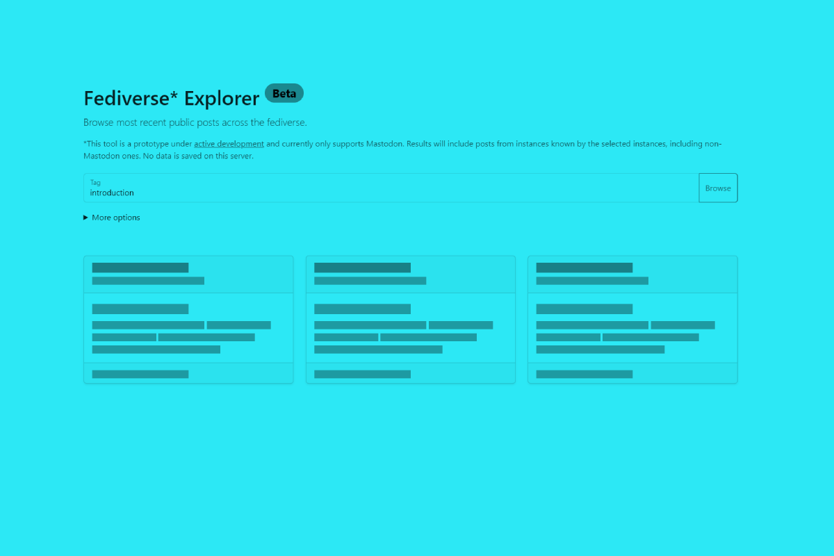 A tinted screenshot of the Fediverse Explorer interface