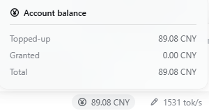 Account balance in the English UI