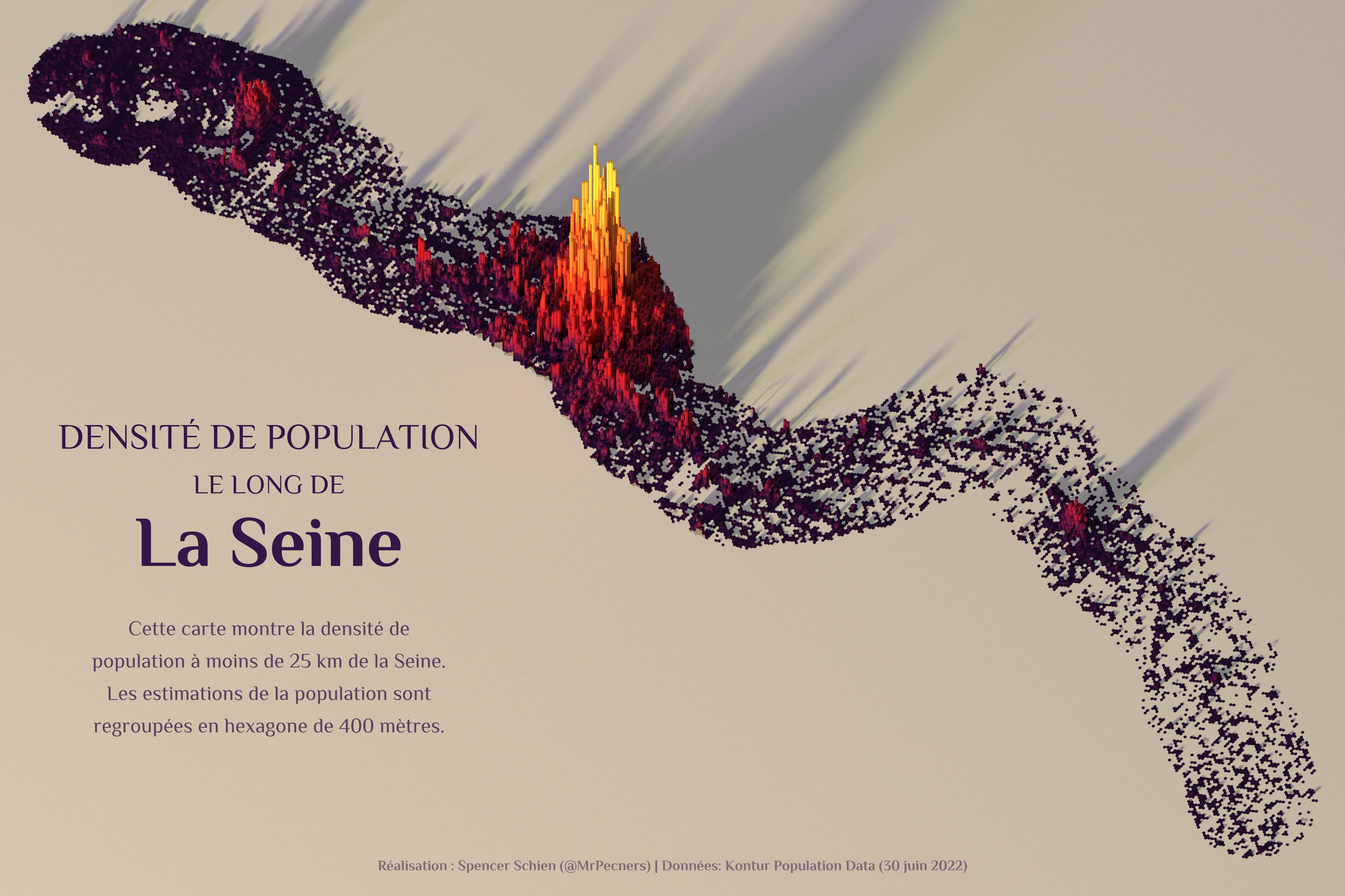 Densité de population le long de la Seine