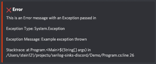 Exception log