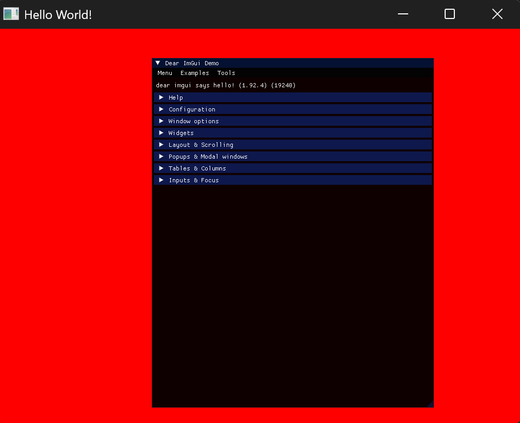Clear screen with Dear Imgui