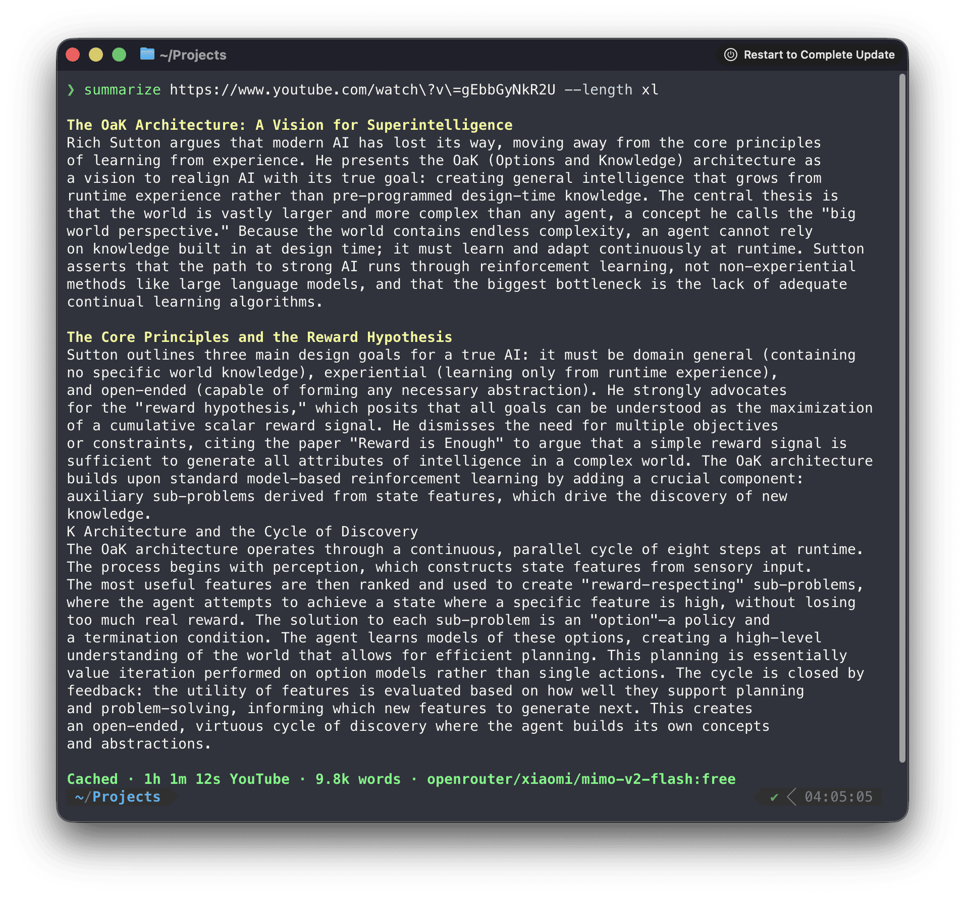 Summarize CLI screenshot