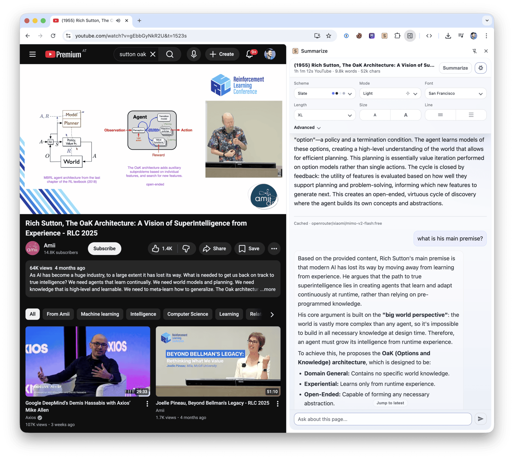 Summarize extension screenshot
