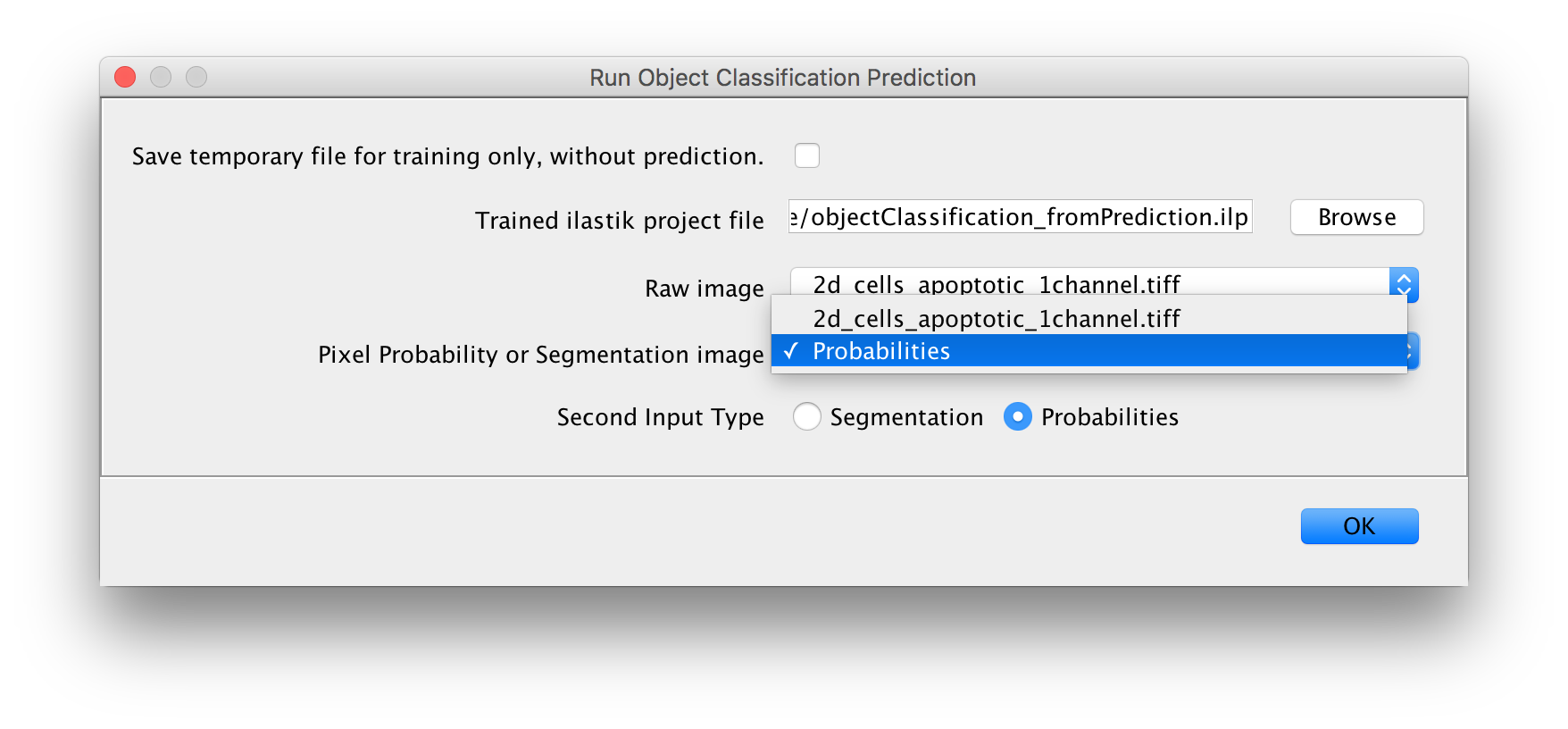 Object Classification Dialog