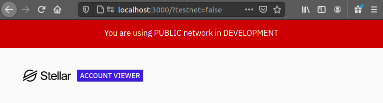 Red banner: You are using PUBLIC network in DEVELOPMENT