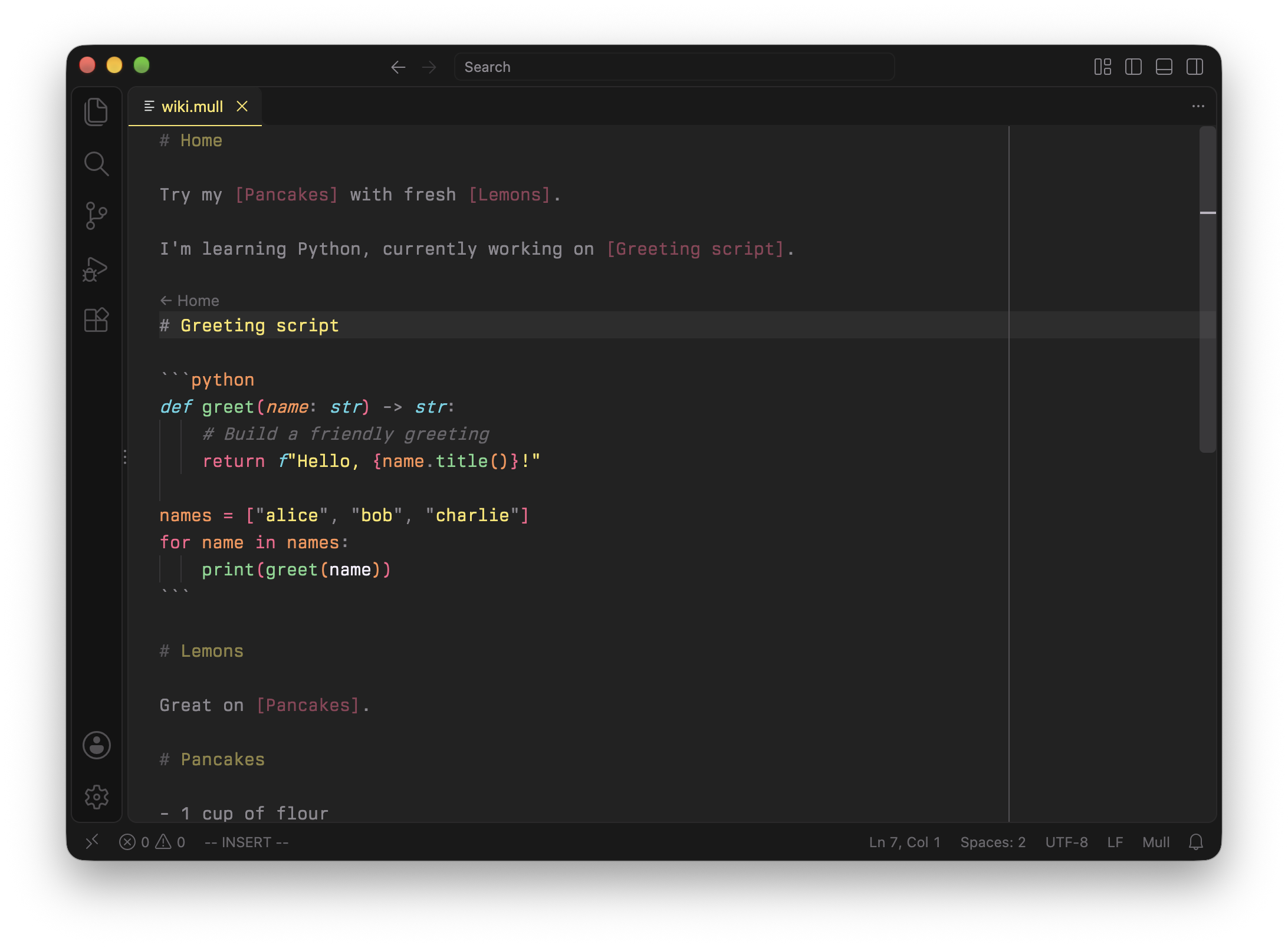 A fenced code block.