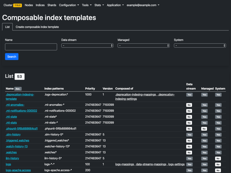 elasticsearch-admin - Composable index templates