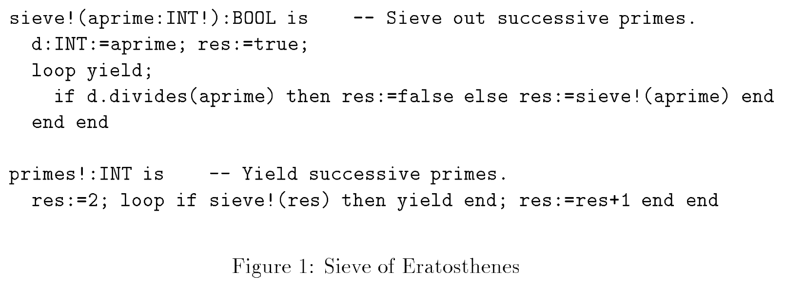 Sieve of Eratosthenes in Sather