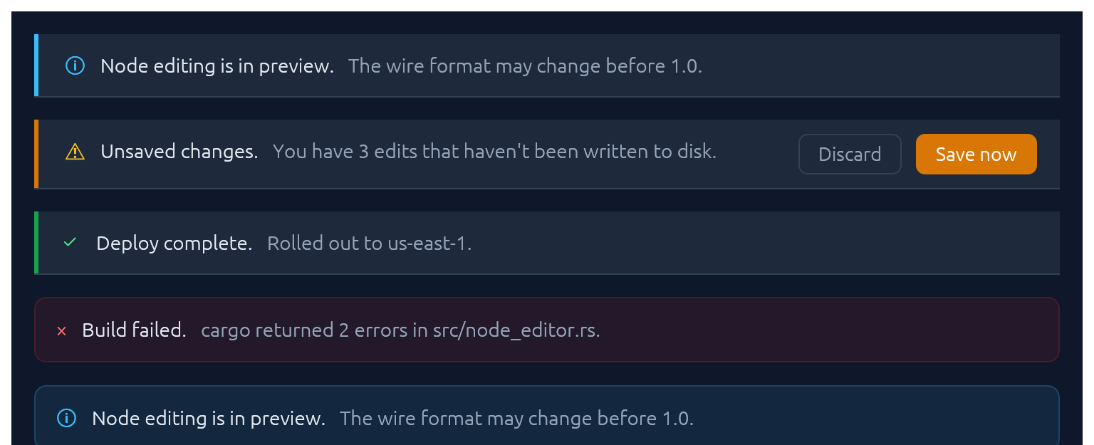 Callouts — info, warning, success