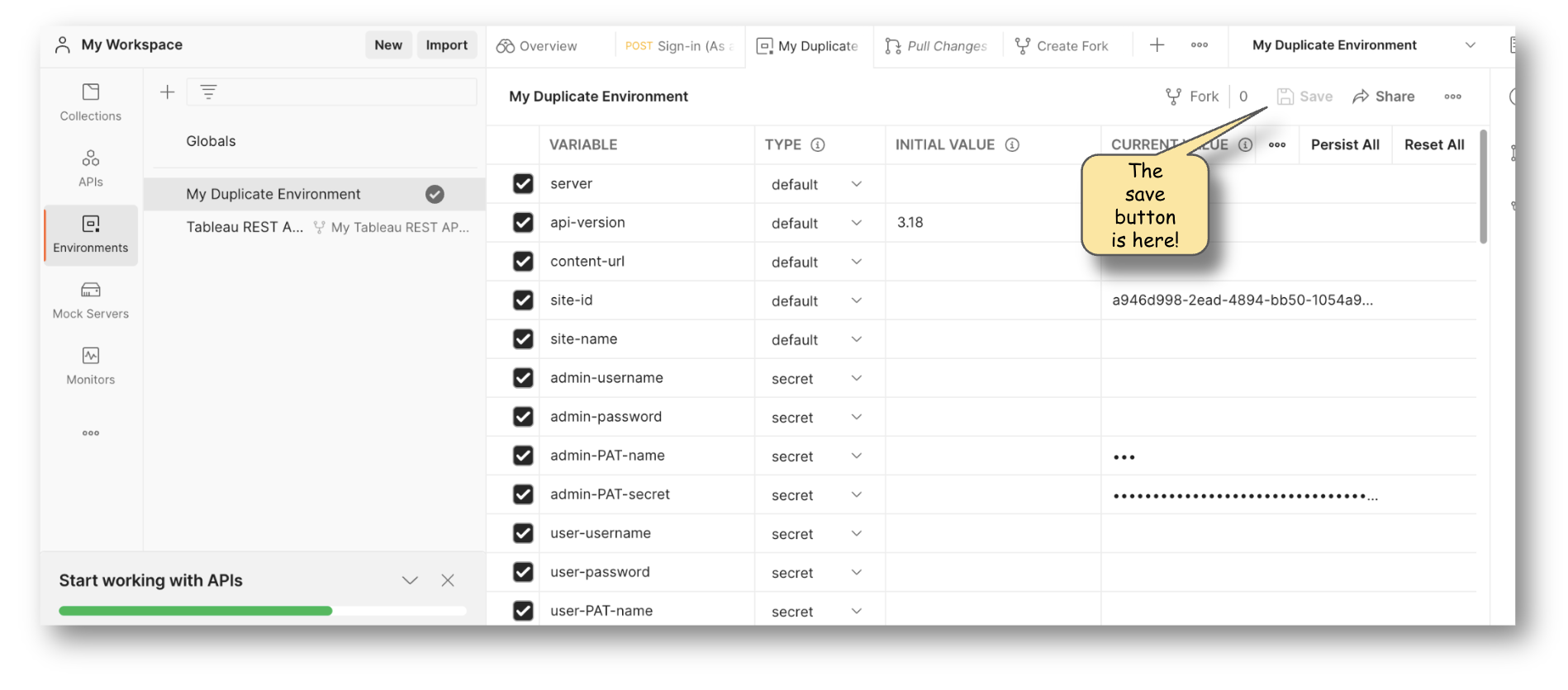 environment variables