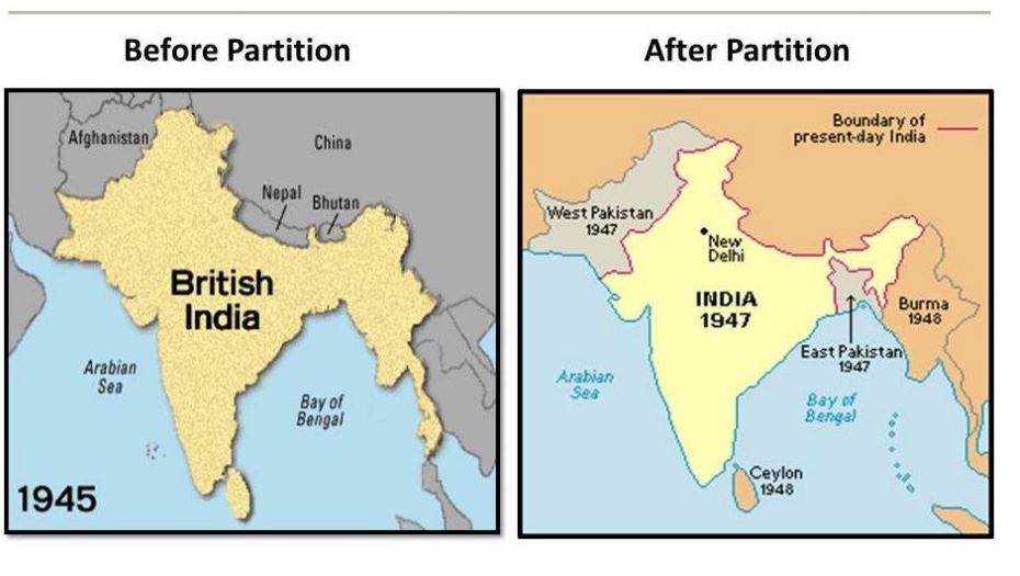 Map for Case B: Partition of India