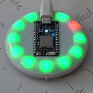A looping gif showing the button light up after button 2 is pressed. It turns off after button 1 is pressed.