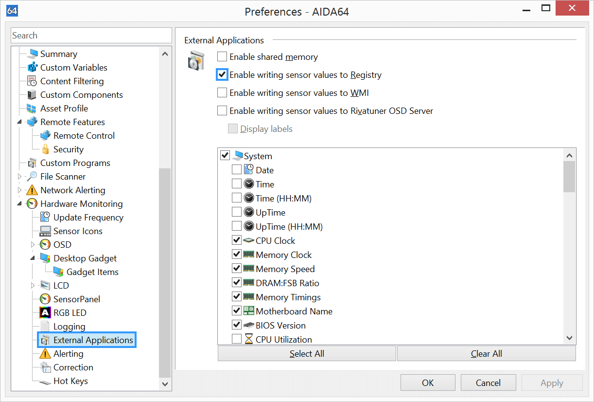 Configuring AIDA64 #2