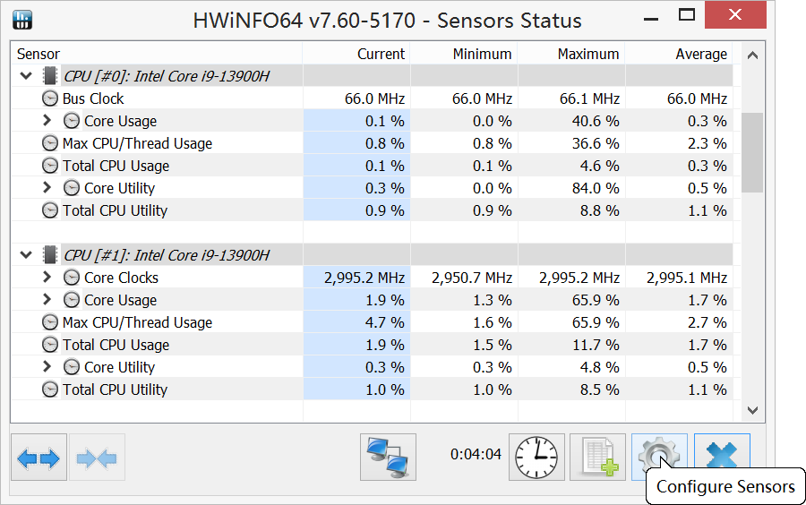 Configuring HWiNFO #2