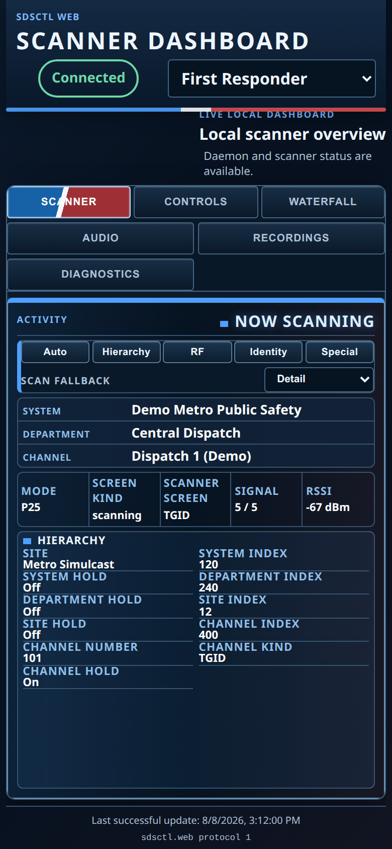 First Responder theme at a 390x844 CSS viewport and DPR2