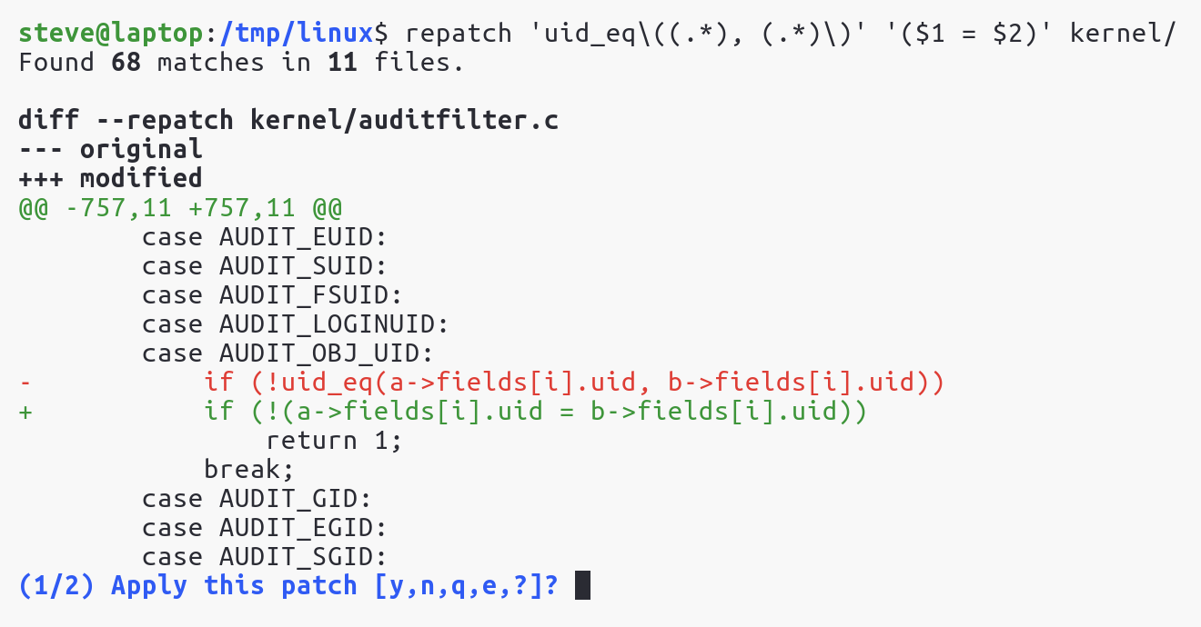 Command-line usage example.