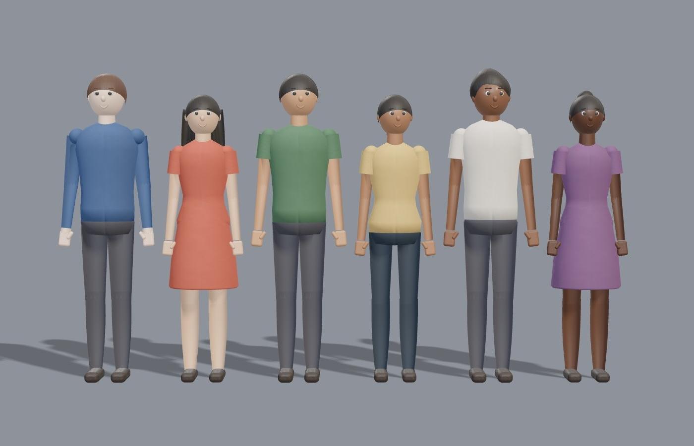 3D people line-up
