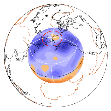 Image of the Earth's magnetic field at the Core-Mantle Boundary: a sort of logo for LEOPACK