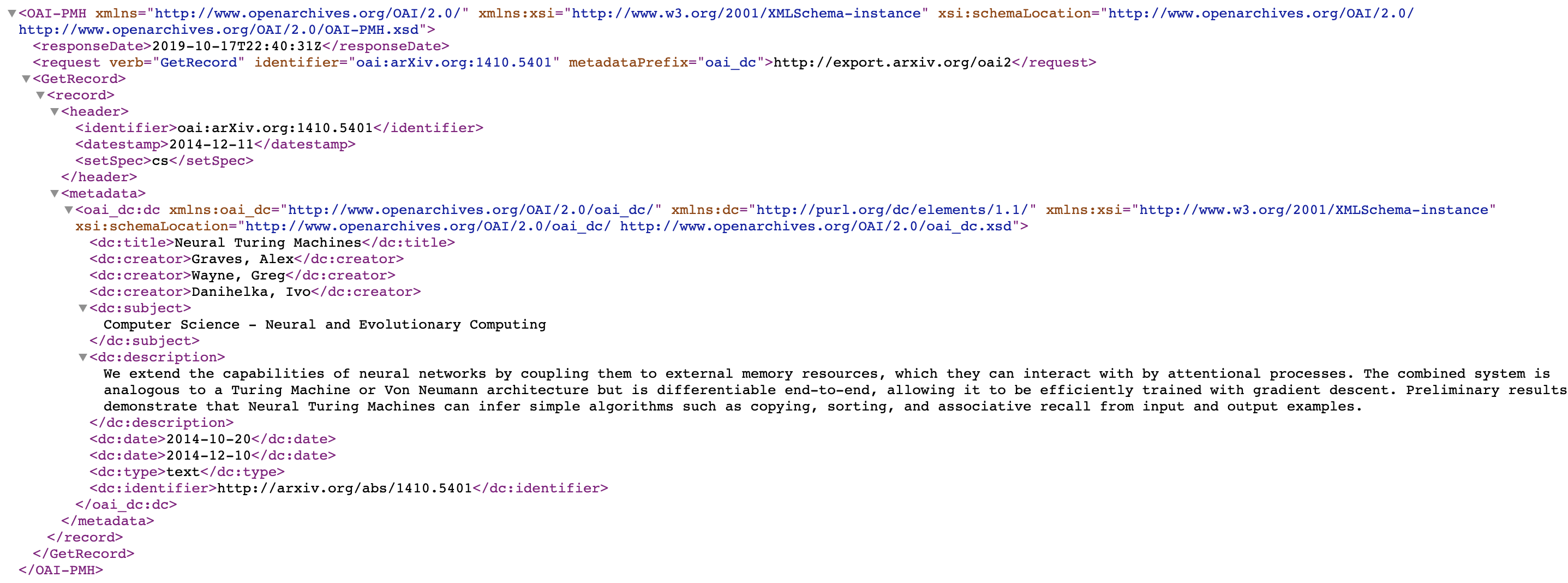 arXiv XML example