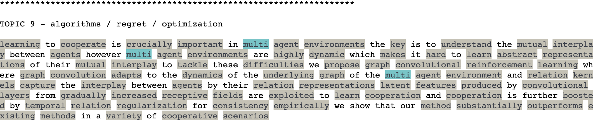 document words analyzed by color