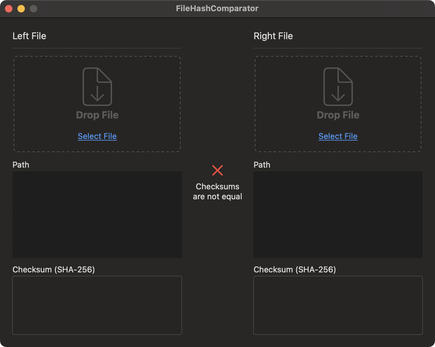 Screenshot of FileHashComparator