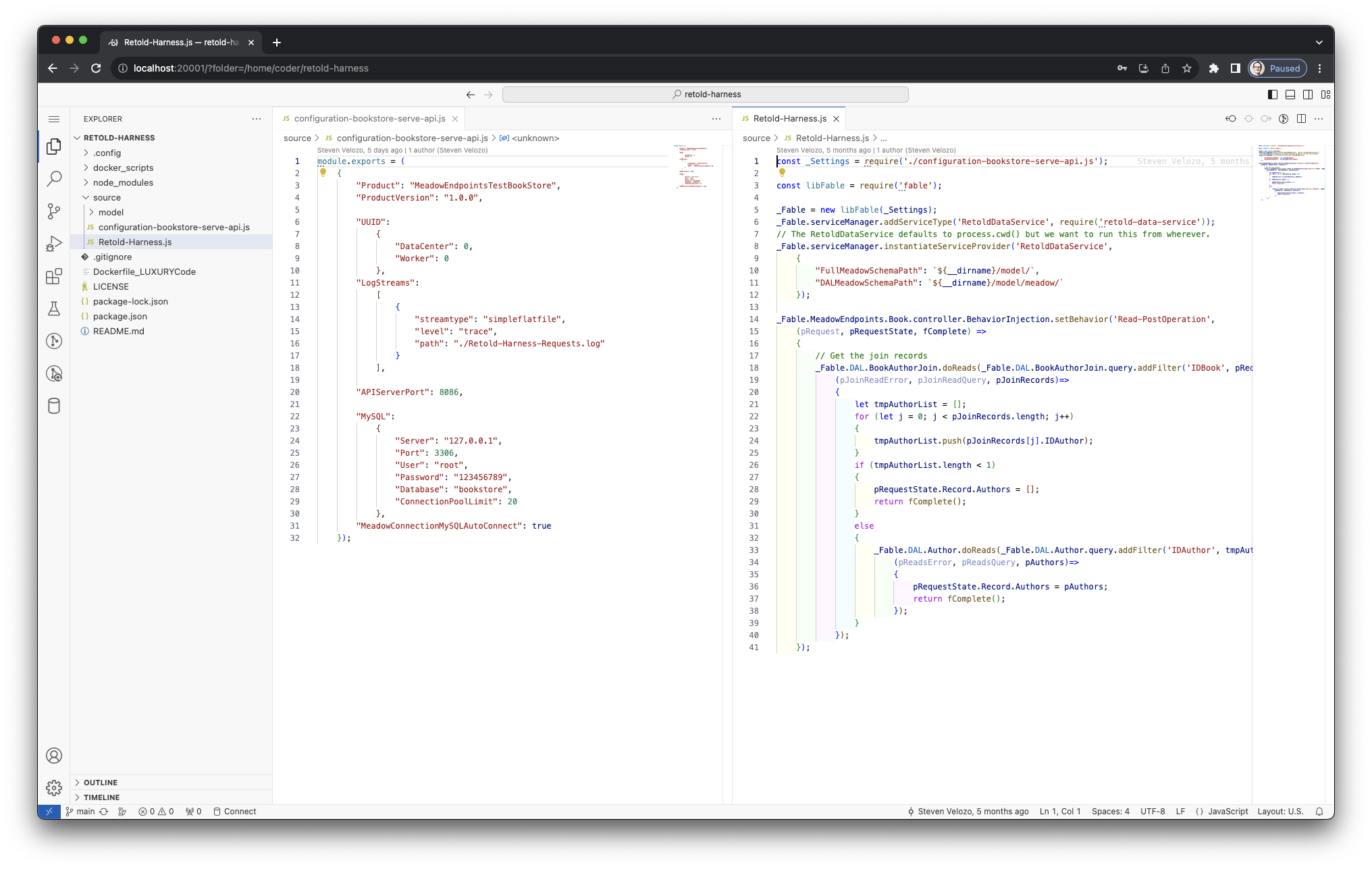Visual Studio Code Editor with Config and Source