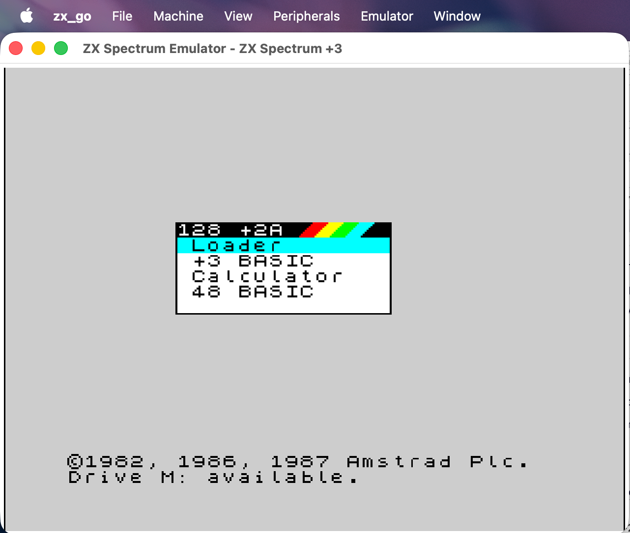 ZX Spectrum +3 / +2A menu