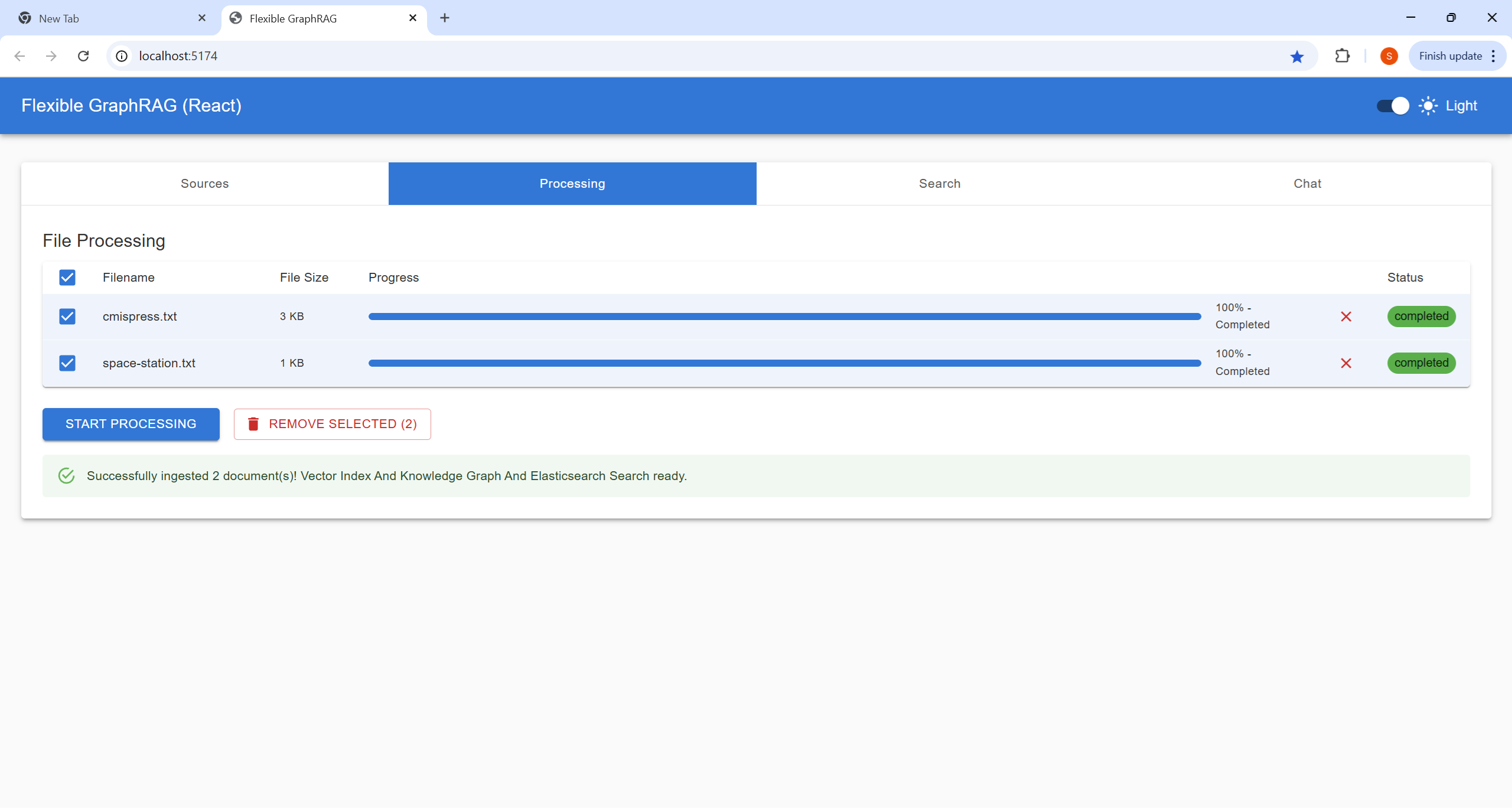 React Processing Light
