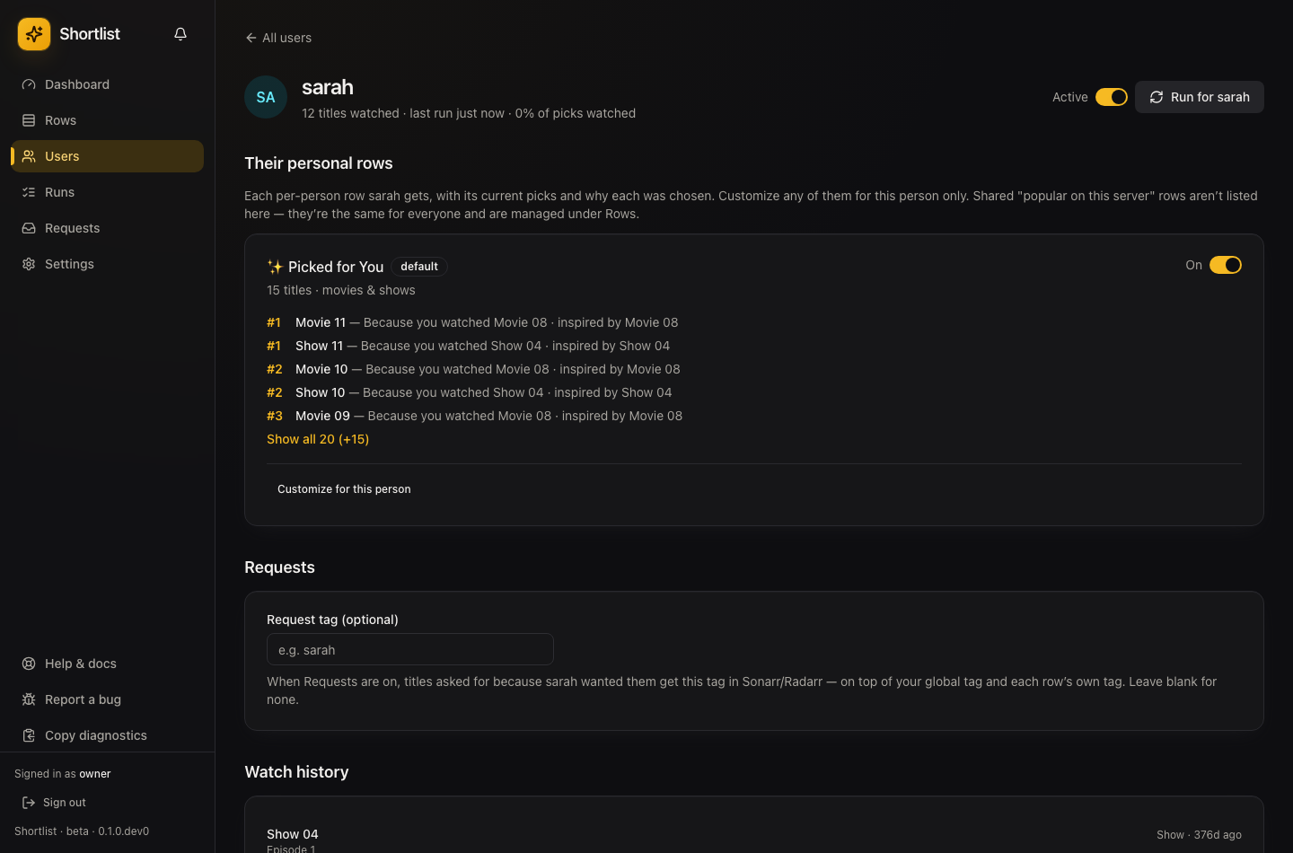 A user's picks and why
