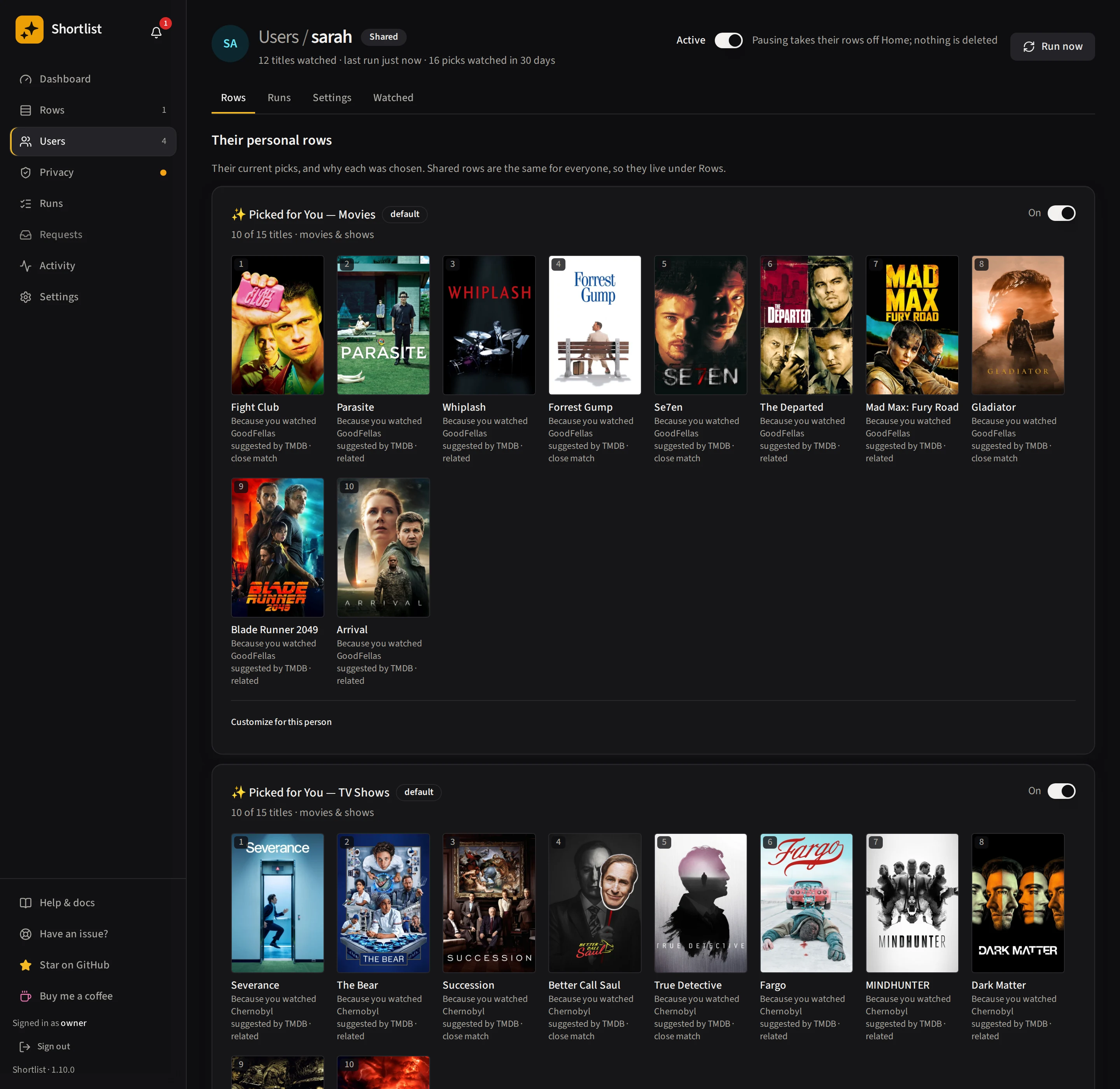 A user's picks and why