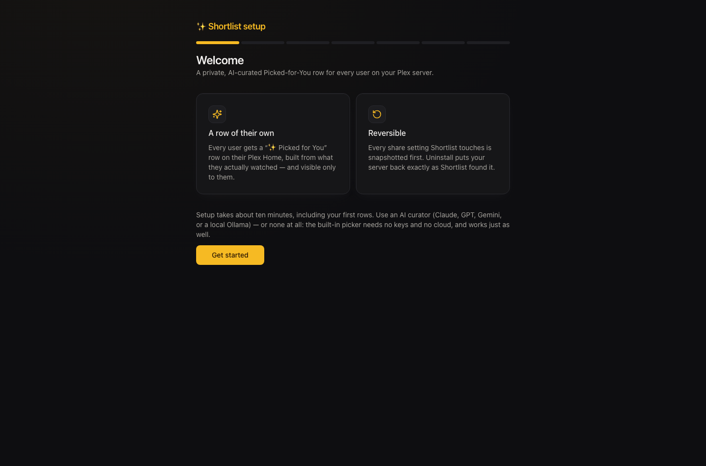 Setup wizard